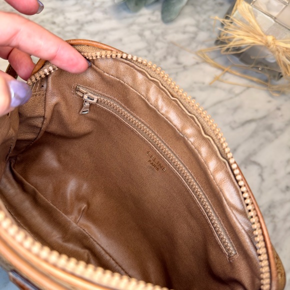 Celine Tan and Brown Monogram Clutch/Cosmetic Bag EUC - Picture 4 of 6